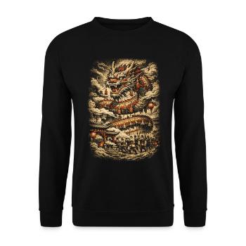 Dragon Dance Drachentanz - Unisex Pullover - Schwarz - Vorne - Alina (178cm) & Michal (187cm)
