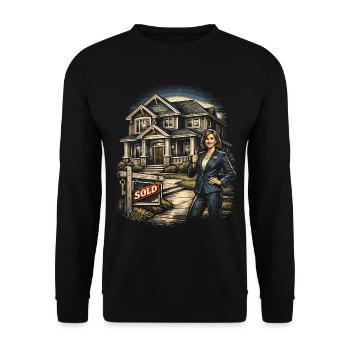 Immobilienmakler Makler - Unisex Pullover - Schwarz - Vorne - Alina (178cm) & Michal (187cm)