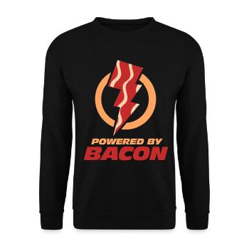 Powered By Bacon Lightning Bolt - Unisex Sweatshirt - black - Front - Alina (178cm) & Michal (187cm)