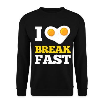 I Love Breakfast Fried Egg Heart - Unisex Sweatshirt - black - Front - Alina (178cm) & Michal (187cm)