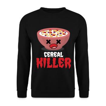Cereal Killer Frühstück Humor Pun - Unisex Pullover - Schwarz - Vorne - Alina (178cm) & Michal (187cm)