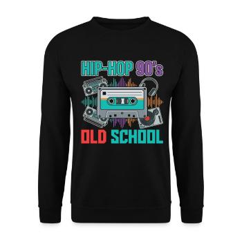 Cassette rétro oldschool des années 90 hip-hop - Sweat-shirt Unisexe - noir - Devant - Alina (178cm) & Michal (187cm)