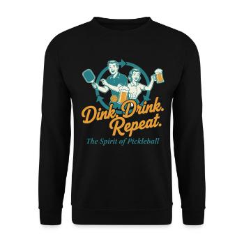 Pickleball Dink Drink Repeat Funny Player - Unisex Pullover - Schwarz - Vorne - Alina (178cm) & Michal (187cm)