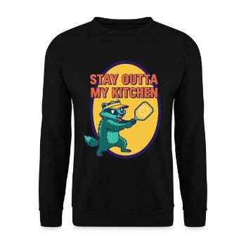 Pickleball-lustiger Spieler, bleib aus meiner Küche raus - Unisex Pullover - Schwarz - Vorne - Alina (178cm) & Michal (187cm)