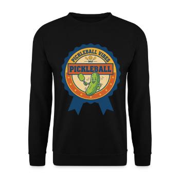 Pickleball-lustiger Spieler Gurkenball-Liebhaber spielen - Unisex Pullover - Schwarz - Vorne - Alina (178cm) & Michal (187cm)