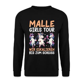Malle Girls Tour Wir Eskalieren - Unisex Pullover - Schwarz - Vorne - Alina (178cm) & Michal (187cm)