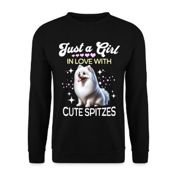 La Fille de Spitz Pomeranian - Sweat-shirt Unisexe - noir - Devant - Alina (178cm) & Michal (187cm)
