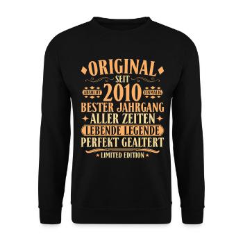 Original seit 2010 - Bester Jahrgang Geburtstag - Unisex Pullover - Schwarz - Vorne - Alina (178cm) & Michal (187cm)
