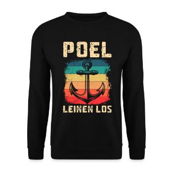 Segler POEL LEINEN LOS Poel Souvenier Lustiges - Unisex Pullover - Schwarz - Vorne - Alina (178cm) & Michal (187cm)