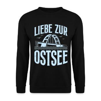 Fehmarn Souvenier LIEBE ZUR OSTSEE Lustiges - Unisex Pullover - Schwarz - Vorne - Alina (178cm) & Michal (187cm)