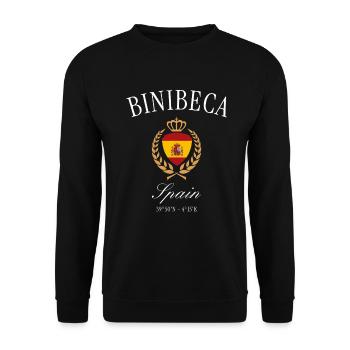Binibeca Menorca Spanien Wappen – Reise Souvenir - Unisex Pullover - Schwarz - Vorne - Alina (178cm) & Michal (187cm)