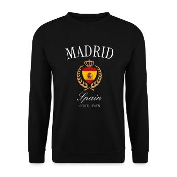 Madrid Spanien Wappen Krone – Reise Souvenir - Unisex Pullover - Schwarz - Vorne - Alina (178cm) & Michal (187cm)