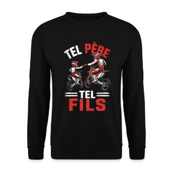 Tel Père Tel Fils Moto Cross Papa Fils Idée Cadeau - Sweat-shirt Unisexe - noir - Devant - Alina (178cm) & Michal (187cm)