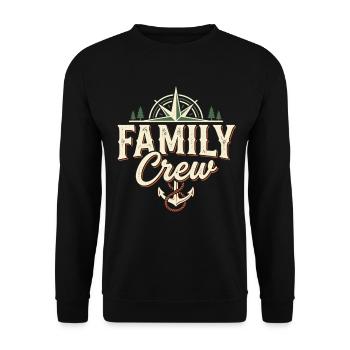 Family Crew Kompass Anker Vintage - Unisex Pullover - Schwarz - Vorne - Alina (178cm) & Michal (187cm)