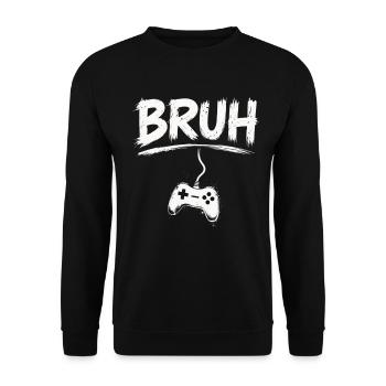 BRUH Gaming Controller Splash - Unisex Pullover - Schwarz - Vorne - Alina (178cm) & Michal (187cm)