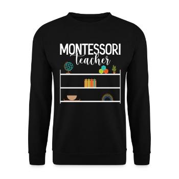  Montessory Worker Method School Worker Montessori - Unisex Sweatshirt - black - Front - Alina (178cm) & Michal (187cm)