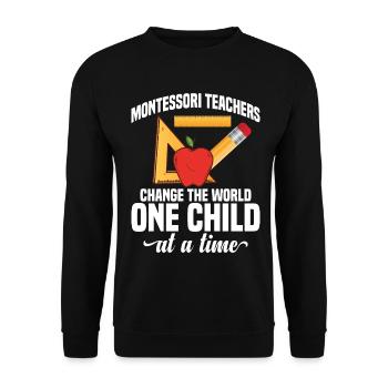  Montessori Education Teacher School Employee - Unisex Sweatshirt - black - Front - Alina (178cm) & Michal (187cm)