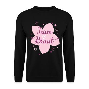 Hochzeit Team Braut Blütenzauber - Unisex Pullover - Schwarz - Vorne - Alina (178cm) & Michal (187cm)