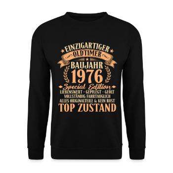 Idée cadeau pour le 50e anniversaire d’une voiture ancienne de 1976 - Sweat-shirt Unisexe - noir - Devant - Alina (178cm) & Michal (187cm)