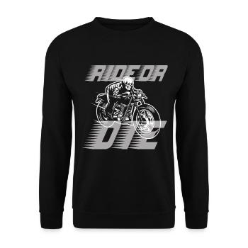 Ride or Die Skeleton Biker Speed - Unisex Pullover - Schwarz - Vorne - Alina (178cm) & Michal (187cm)