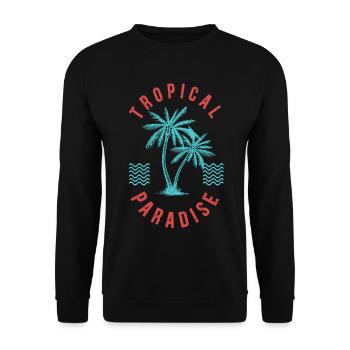 Tropical Paradise Retro Palm Badge - Unisex Sweatshirt - black - Front - Alina (178cm) & Michal (187cm)