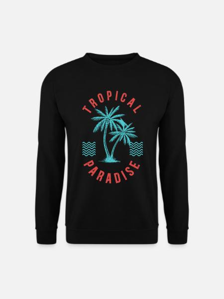 Tropical Paradise Retro Palm Badge - Unisex Sweatshirt - black