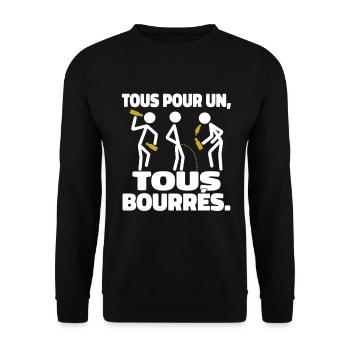 Tous Pour Un Tous Bourrés Humour Apéro - Sweat-shirt Unisexe - noir - Devant - Alina (178cm) & Michal (187cm)
