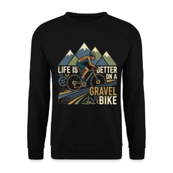 Life Is Better On A Gravel Bike - Unisex Pullover - Schwarz - Vorne - Alina (178cm) & Michal (187cm)