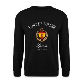 Port de Sóller Mallorca Spanien – Reise Souvenir - Unisex Pullover - Schwarz - Vorne - Alina (178cm) & Michal (187cm)