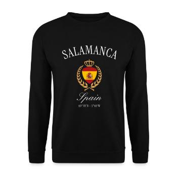 Salamanca Spanien Wappen Krone – Reise Souvenir - Unisex Pullover - Schwarz - Vorne - Alina (178cm) & Michal (187cm)