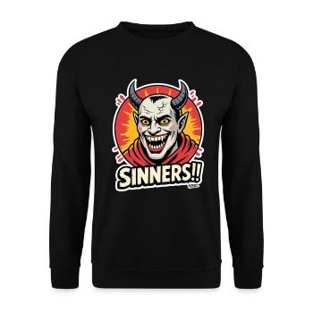 Graphisme des pécheurs avec un sourire démoniaque - Sweat-shirt Unisexe - noir - Devant - Alina (178cm) & Michal (187cm)