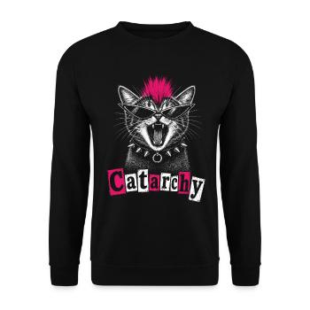 Catarchy Funny Punk Cat Girl Women - Unisex Sweatshirt - black - Front - Alina (178cm) & Michal (187cm)