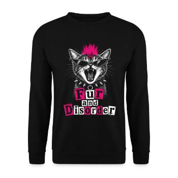Fur And Disorder Funny Punk Cat Girl - Unisex Sweatshirt - black - Front - Alina (178cm) & Michal (187cm)