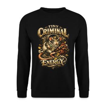 Farbratte Fancy Rat Hausratte Tiny Criminal Energy - Unisex Pullover - Schwarz - Vorne - Alina (178cm) & Michal (187cm)
