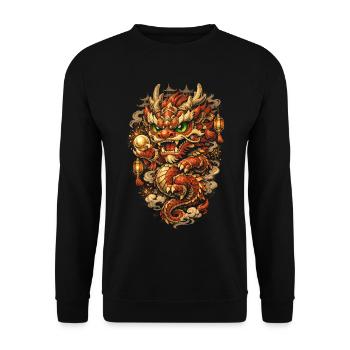 Dragon Dance Drachentanz - Unisex Pullover - Schwarz - Vorne - Alina (178cm) & Michal (187cm)