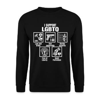 I Support LGBTQ Patriot Lifestyle Pun - Unisex Sweatshirt - black - Front - Alina (178cm) & Michal (187cm)