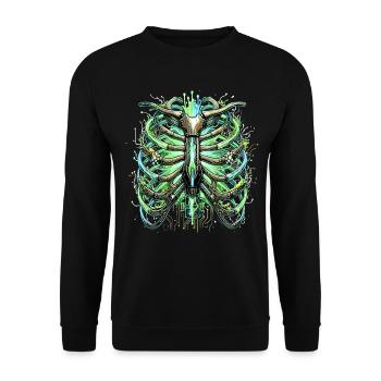 Illustration de science-fiction de squelette de squelette de la cage thoracique cybernétique - Sweat-shirt Unisexe - noir - Devant - Alina (178cm) & Michal (187cm)