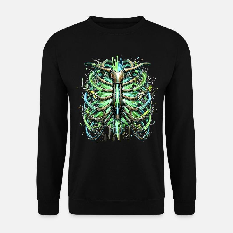 Cyber Brustkorb Skelett Sci-Fi Illustration - Unisex Pullover - Schwarz