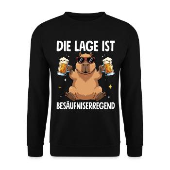 Die Lage Ist Besäufniserregend Capybara - Unisex Pullover - Schwarz - Vorne - Alina (178cm) & Michal (187cm)