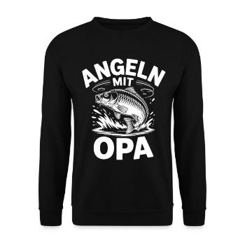 Angeln mit Opa - Unisex Pullover - Schwarz - Vorne - Alina (178cm) & Michal (187cm)