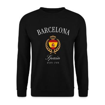 Couronne d’armoiries de Barcelone, Espagne – Souvenir de voyage - Sweat-shirt Unisexe - noir - Devant - Alina (178cm) & Michal (187cm)