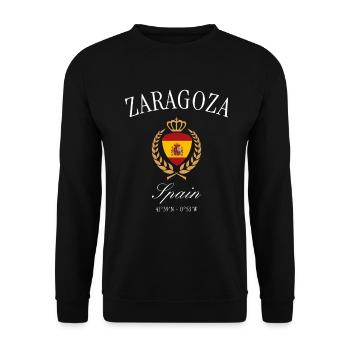 Zaragoza Spain Coat of Arms Crown – Travel Souvenir - Unisex Sweatshirt - black - Front - Alina (178cm) & Michal (187cm)
