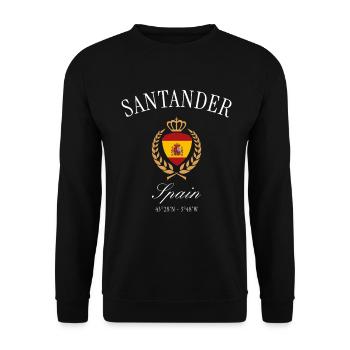 Santander Spanien Wappen Krone – Reise Souvenir - Unisex Pullover - Schwarz - Vorne - Alina (178cm) & Michal (187cm)