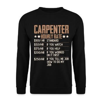 Charpentier Humour à salaire horaire Charpentier Charpentier - Sweat-shirt Unisexe - noir - Devant - Alina (178cm) & Michal (187cm)