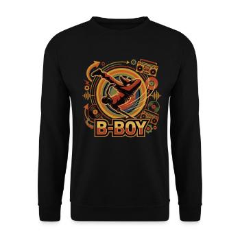 Breakdance B-Boy Hip Hop Retro Streetstyle - Unisex Pullover - Schwarz - Vorne - Alina (178cm) & Michal (187cm)