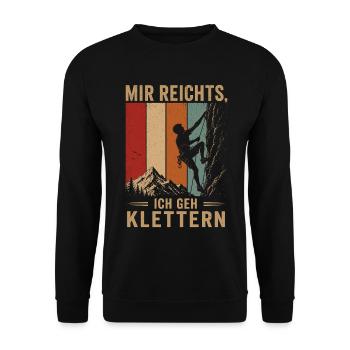 Mir reichts Ich geh klettern Vintage Kletterer - Unisex Pullover - Schwarz - Vorne - Alina (178cm) & Michal (187cm)