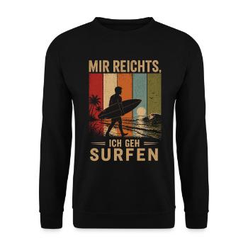 Mir reichts Ich geh surfen Vintage Surfer - Unisex Pullover - Schwarz - Vorne - Alina (178cm) & Michal (187cm)