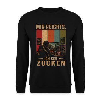 Mir reichts Ich geh zocken Vintage Gamer - Unisex Pullover - Schwarz - Vorne - Alina (178cm) & Michal (187cm)