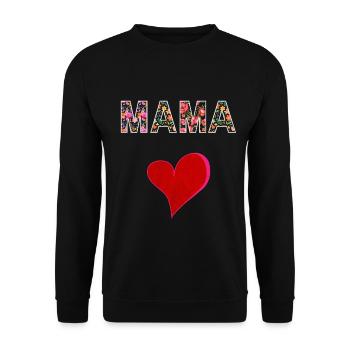 Mama Blumen Design Muttertag Geschenk Liebe - Unisex Pullover - Schwarz - Vorne - Alina (178cm) & Michal (187cm)