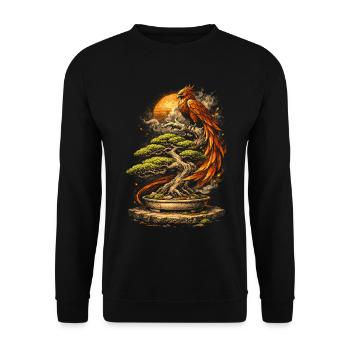 Bonsaibaum Mit Phönix - Unisex Pullover - Schwarz - Vorne - Alina (178cm) & Michal (187cm)